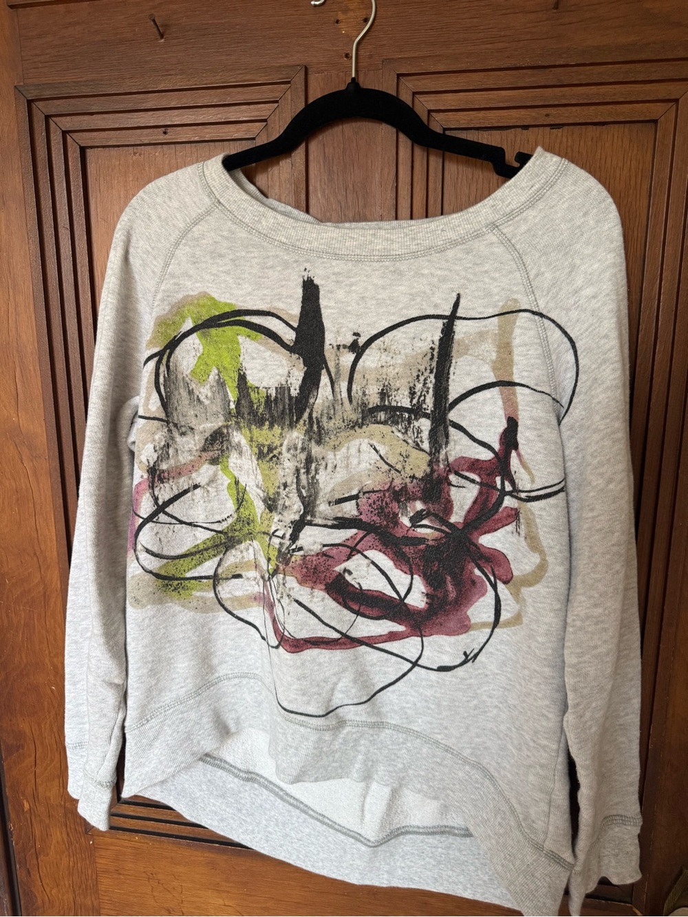 Proenza Schouler Gray Pullover Sweatshirt with Abstract Multicolor Print
